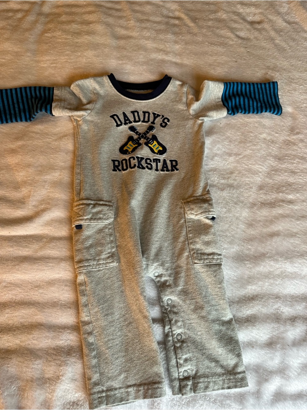 Carter's Gray Bodysuit with Navy Trim